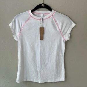 SKIMS (C3) NEW VINTAGE RAGLAN T-SHIRT SNOW (WHITE) PiNK Trim WOMENS 3X